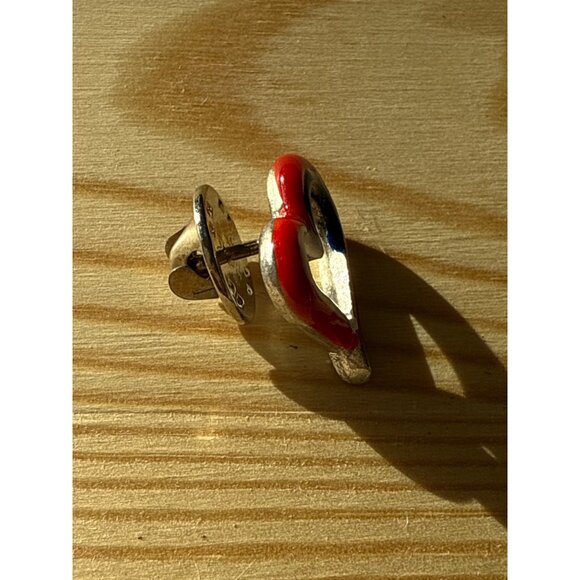 Heart-Shaped Red White Blue Enamel Lapel Pin - Picture 2 of 3